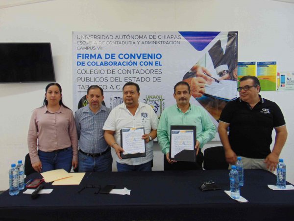 Celebran Escuela de Contaduría y Administración Campus VII Pichucalco y Colegio de Contadores Públicos del Estado de Tabasco A.C., Firma de Acuerdo de Colaboración