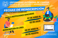 FECHAS DE REINSCRIPCIÓN CICLO ESCOLAR AGOSTO-DICIEMBRE 2021