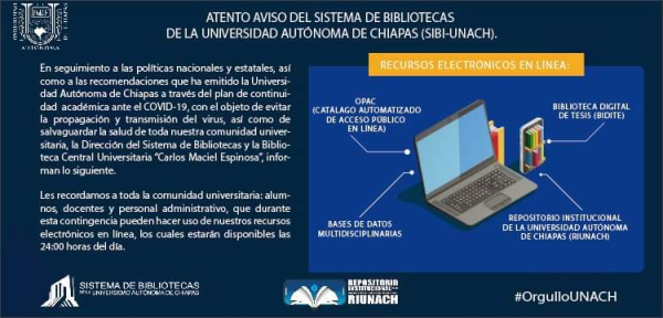 ATENTO AVISO: Del Sistema de Bibliotecas de la Universidad Autónoma de Chiapas (SIBI-UNACH)