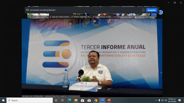 Rinde Tercer Informe de Actividades el Dr. Marco Antonio Calvo González, Director de la Escuela de Contaduría y Administración Campus VII Pichucalco